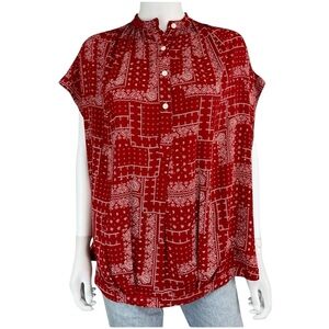 KOCH Red Paisley Blouse Size XS